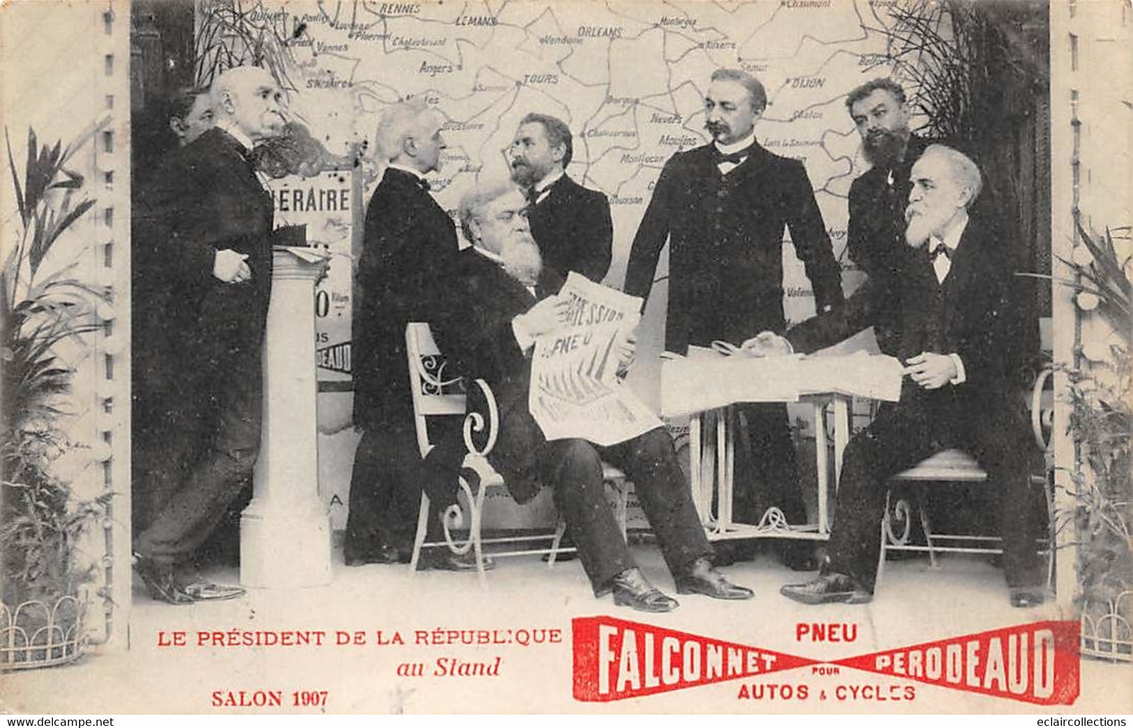 Thème:  Politique  Personnage Paul Doumer Au Salon De 1907  Stand  Pneus  Falconnet-Perodeaud     Voir Scan) - Personnages