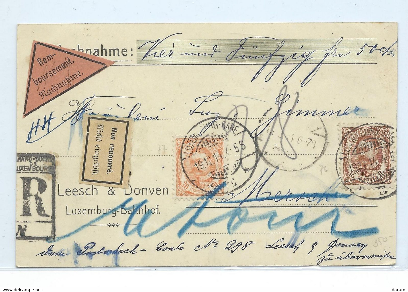 N°76 ET 77 SUR CARTE CONTRE REMBOURSEMENT EN RECOMMANDEE - 1906 Guglielmo IV