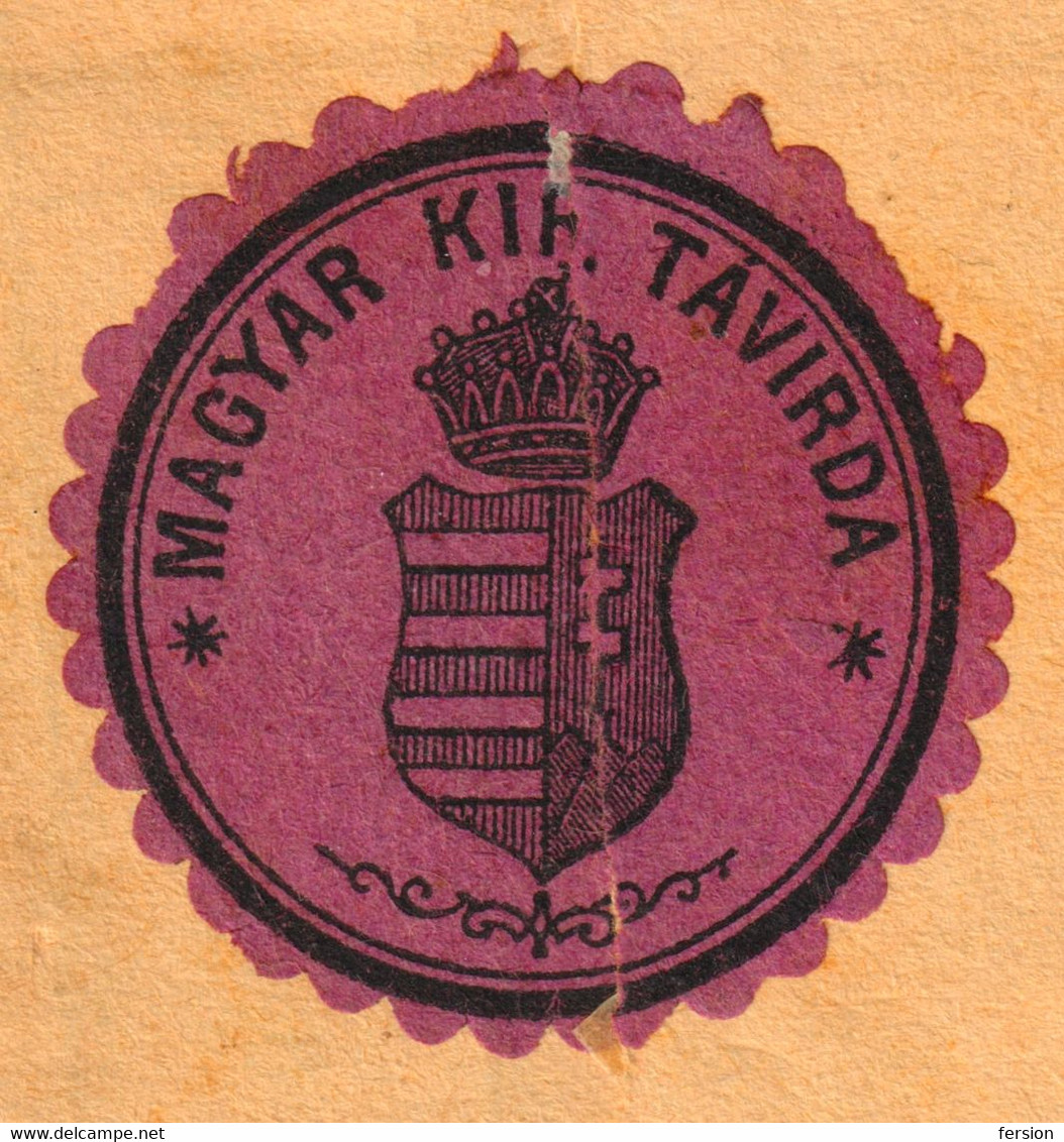 TELEGRAPH Telegram - POSTAL CLOSE Label Vignette - 1879 HUNGARY Serbia Banat PANCEVO PANCSOVA - Form Cut - Télégraphes