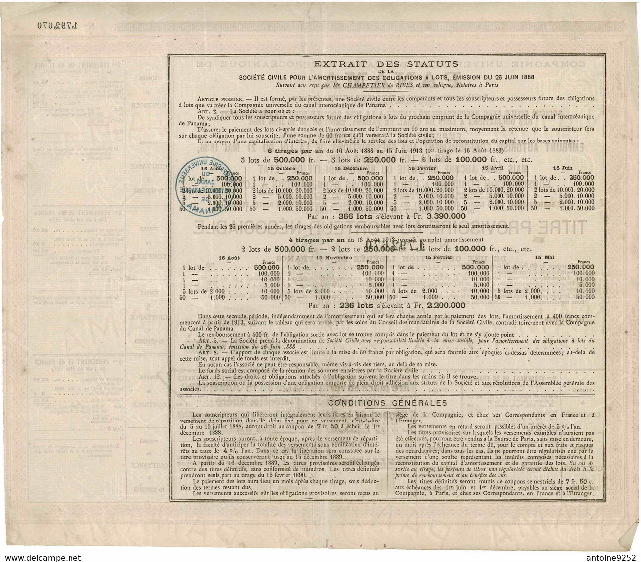 Compagnie Universelle Du Canal Interocéanique De Panama 1 792 670 - Navigation