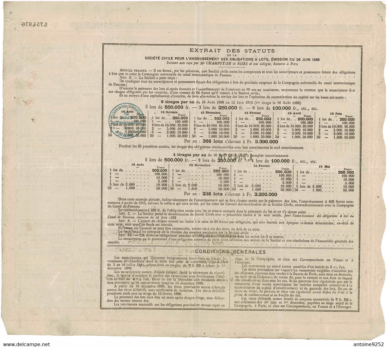 Compagnie Universelle Du Canal Interocéanique De Panama 1 754 876 - Navigation