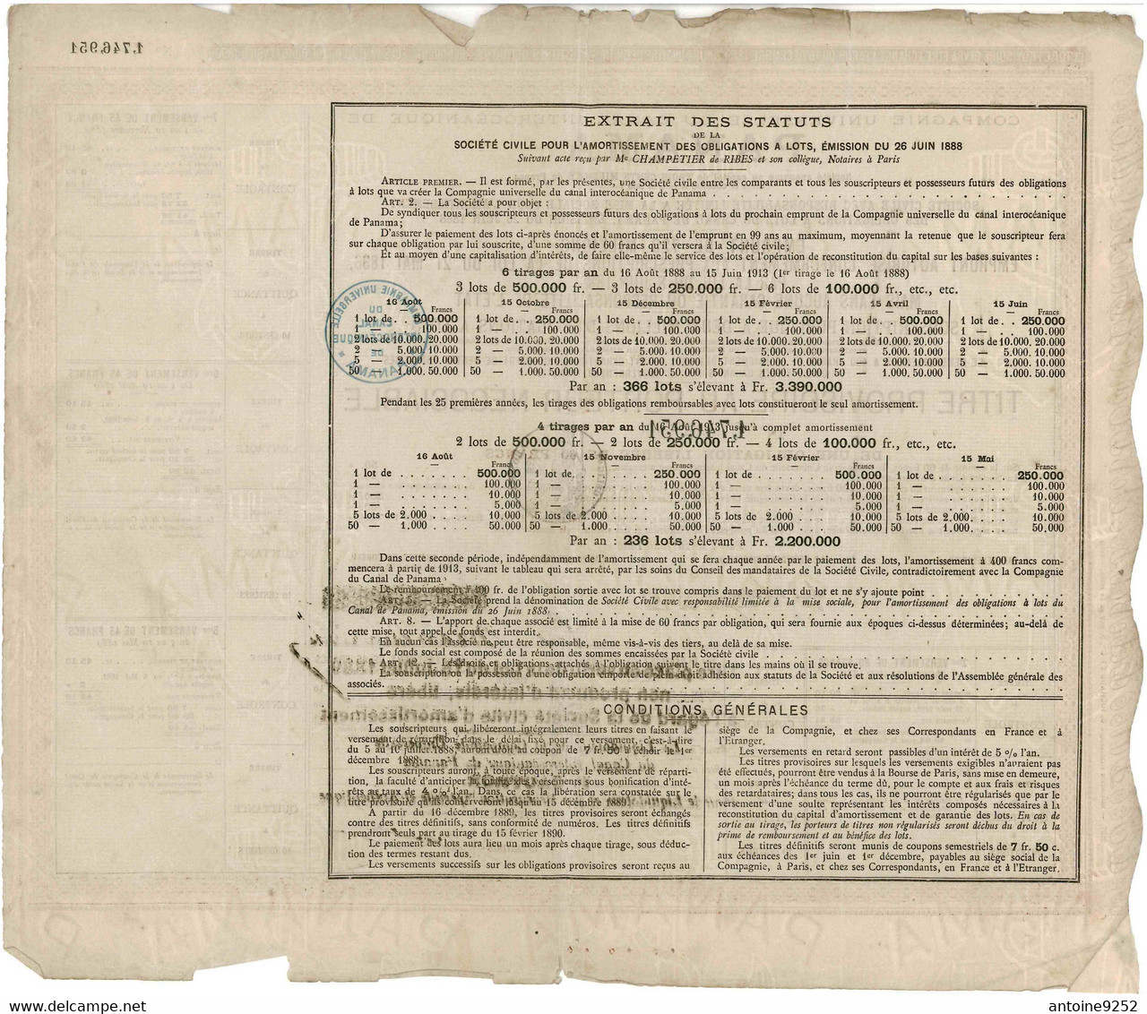 Compagnie Universelle Du Canal Interocéanique De Panama 1 746 951 - Navigazione