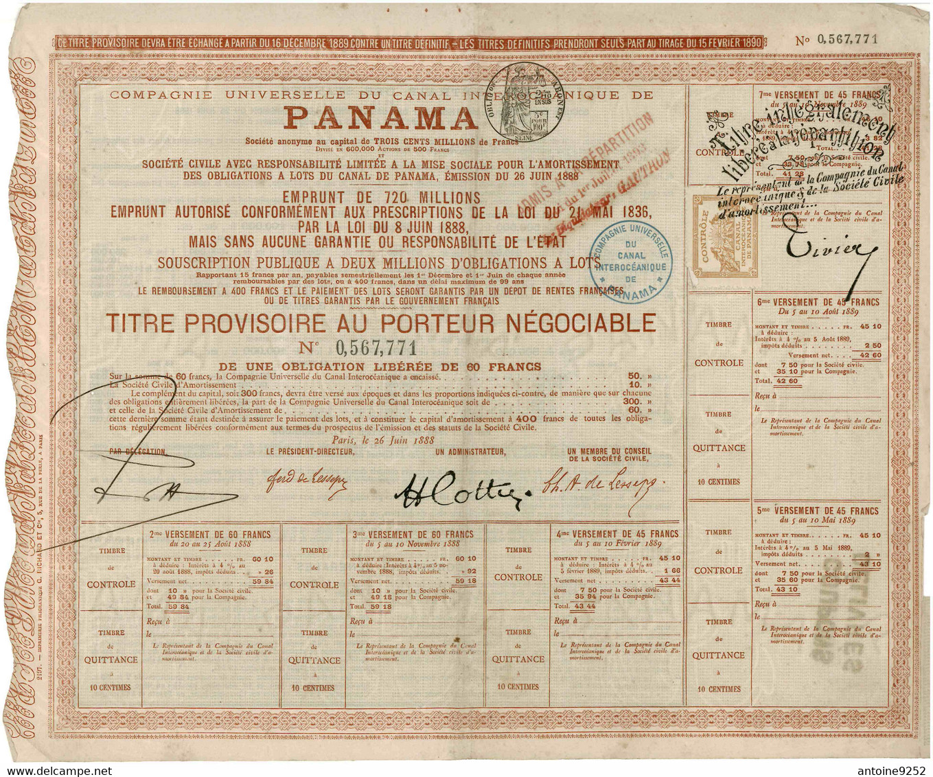 Compagnie Universelle Du Canal Interocéanique De Panama 0 567 771 - Navegación