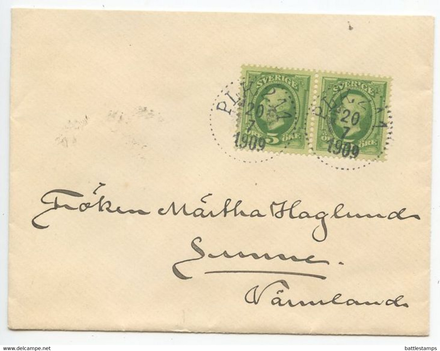 Sweden 1909 Cover To Sunne, PLK. 211 Postiljonskupéexpeditioner Postmark - Brieven En Documenten