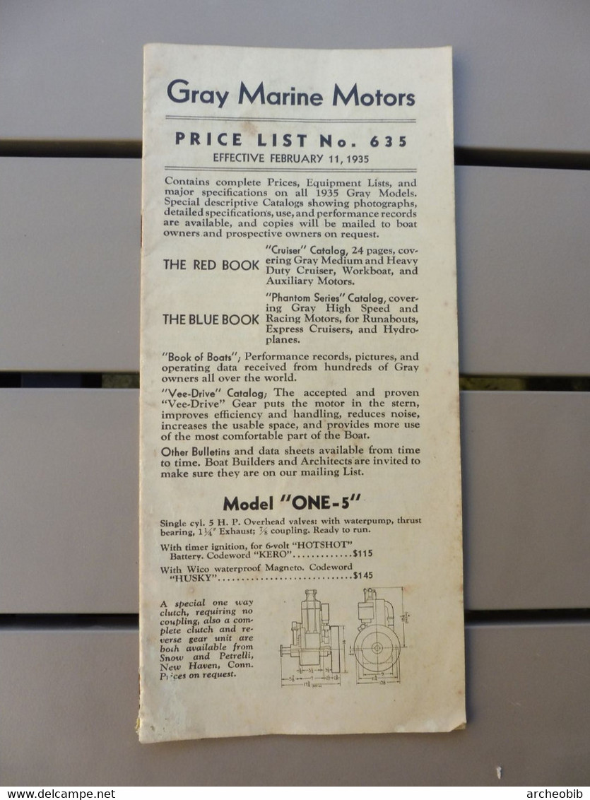 Catalogue Gray Marine Motors 1935 - USA