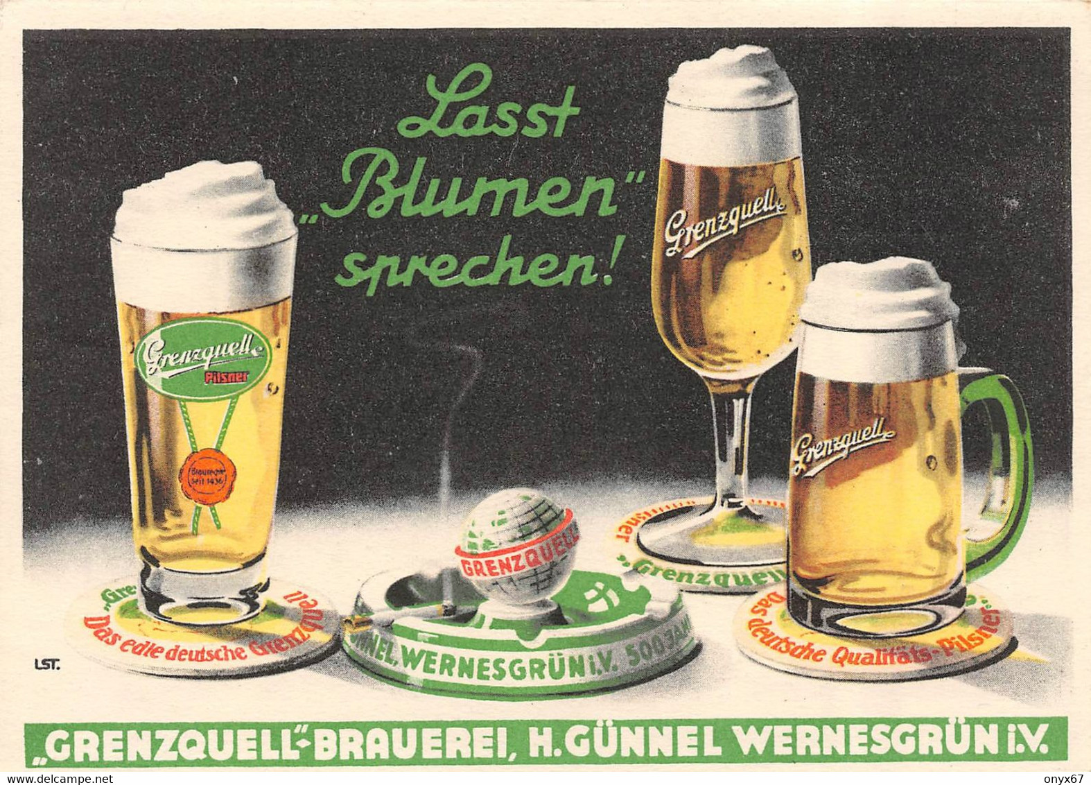 2 Postkarten-GF-Wernesgrün-Steinberg-Deutschland-Sachsen-brauerei Günnel-Bier GRENZQUELL-Beer-Bière-Brasserie-Publicité - Vogtland
