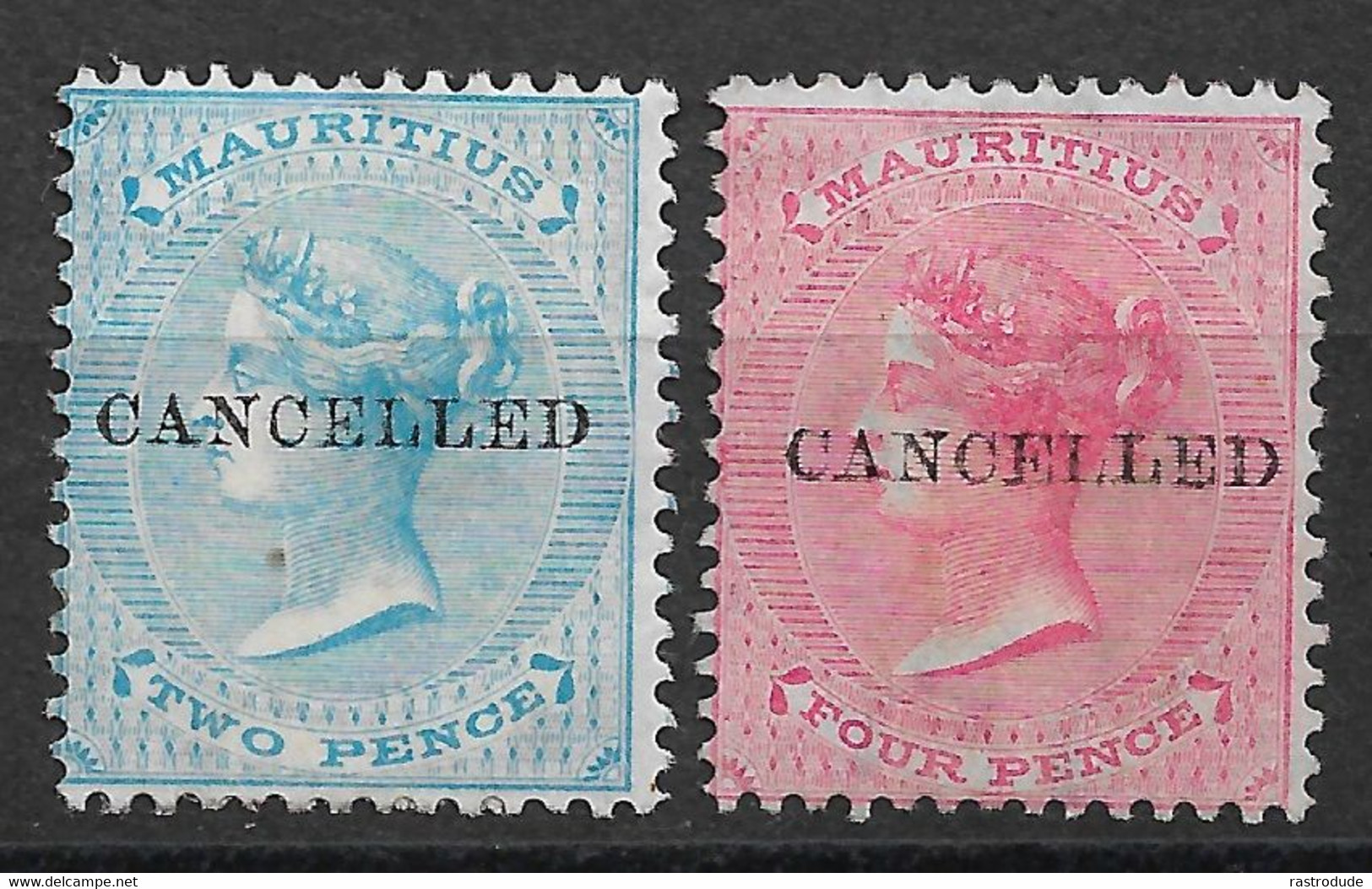 1863-72 MAURITIUS - 2d,4d SG. 59, 62 - CANCELLED Overprint. - UNUSED - Maurice (...-1967)