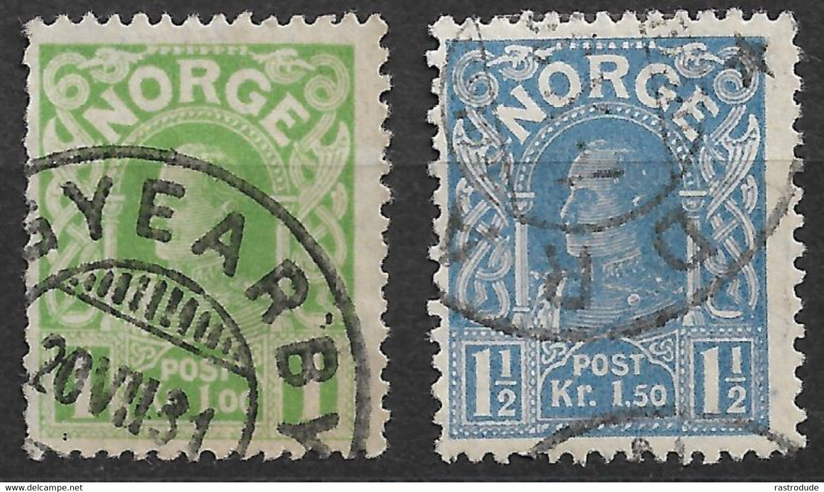 1907 NORWAY NORWEGEN - 1Kr, 1½Kr  Mi.Nr. 67,68 - USED GEBRAUCHT - Cat. 110€ - Gebruikt