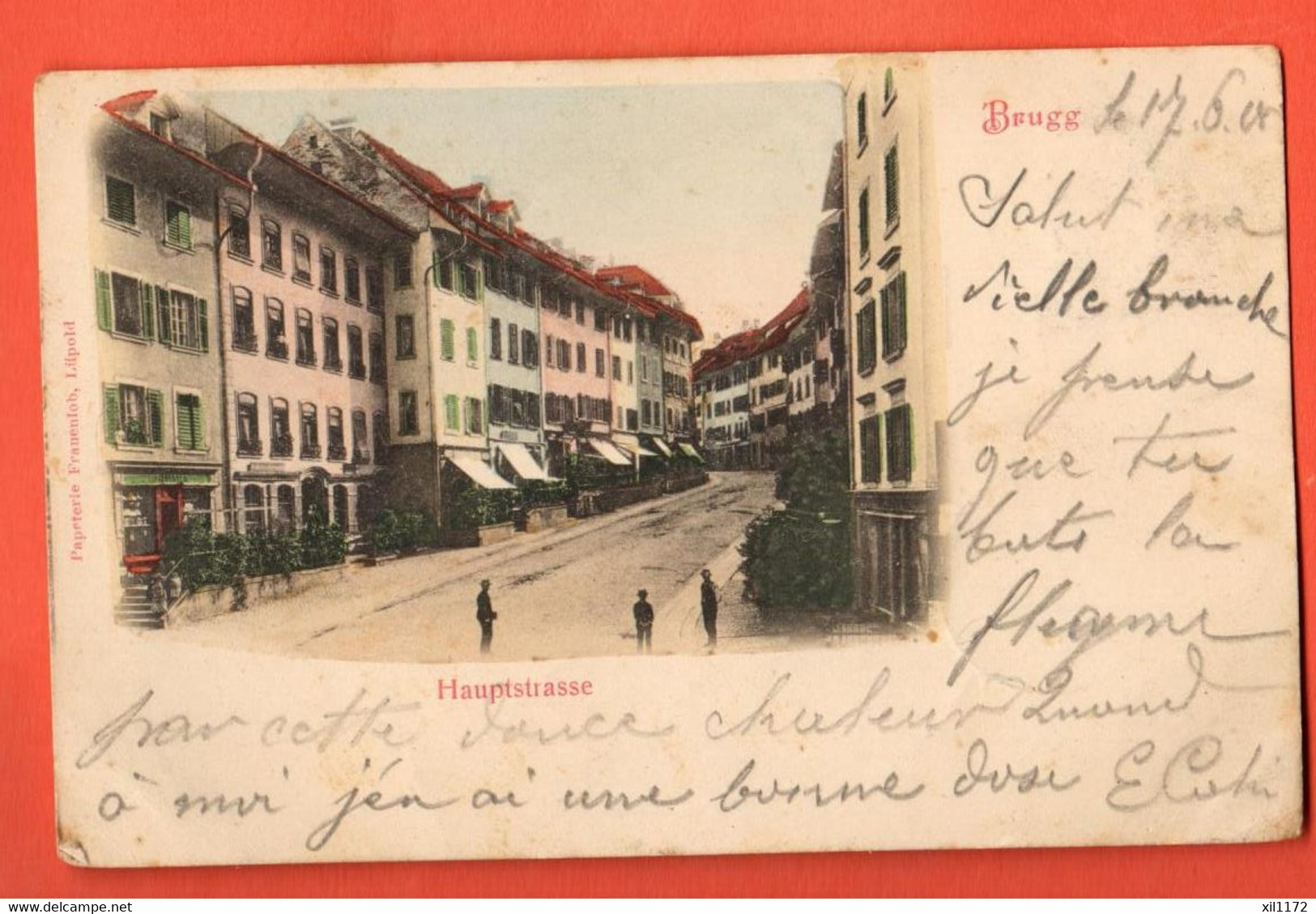 ZBO-21  Brugg Haupstrasse  Belebt. Gelaufen 1900. - Brugg