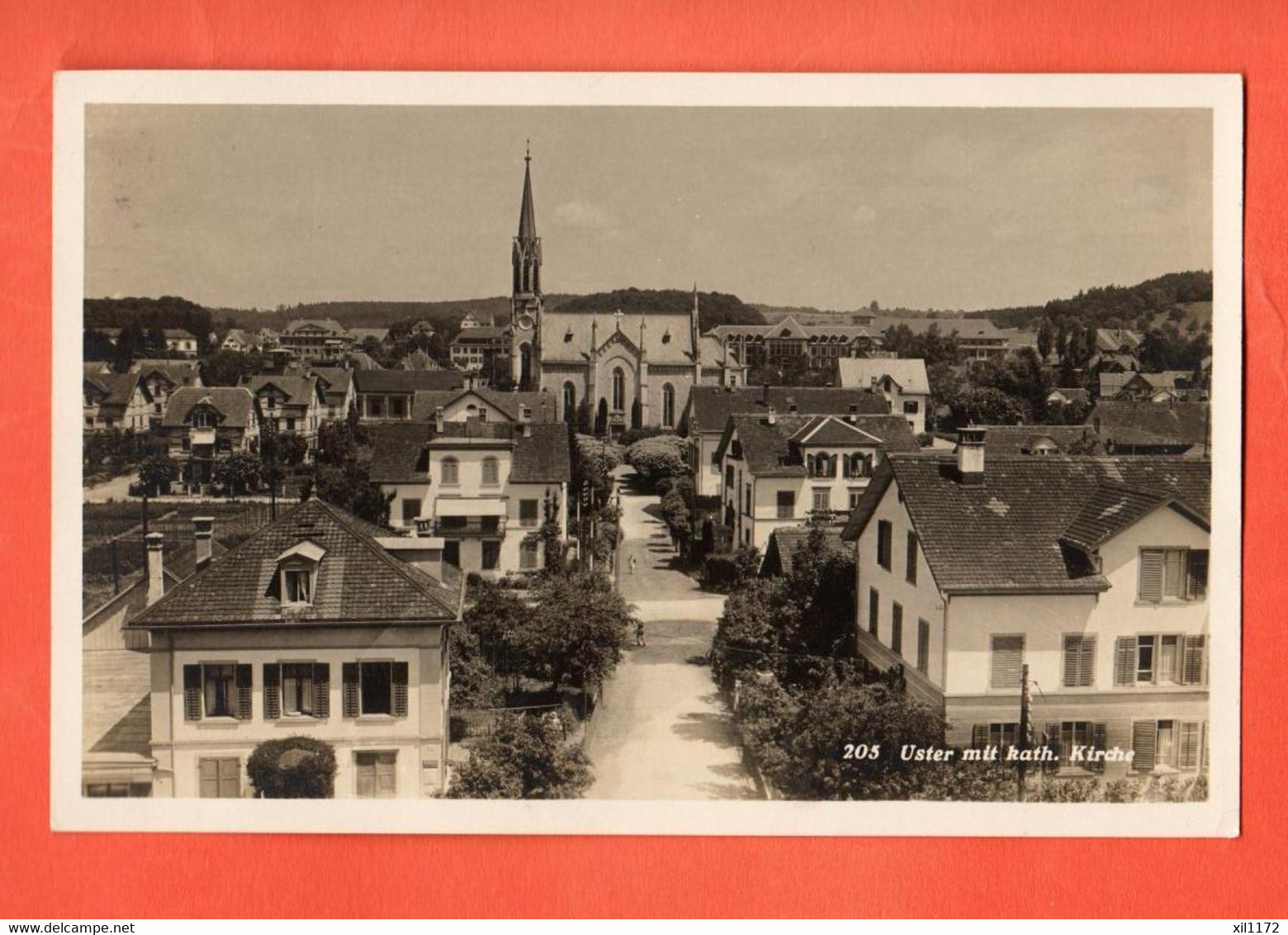 ZBO-30  Uster Mit Kath. Kirche. Gelaufen 1930 Mülle 205 - Uster