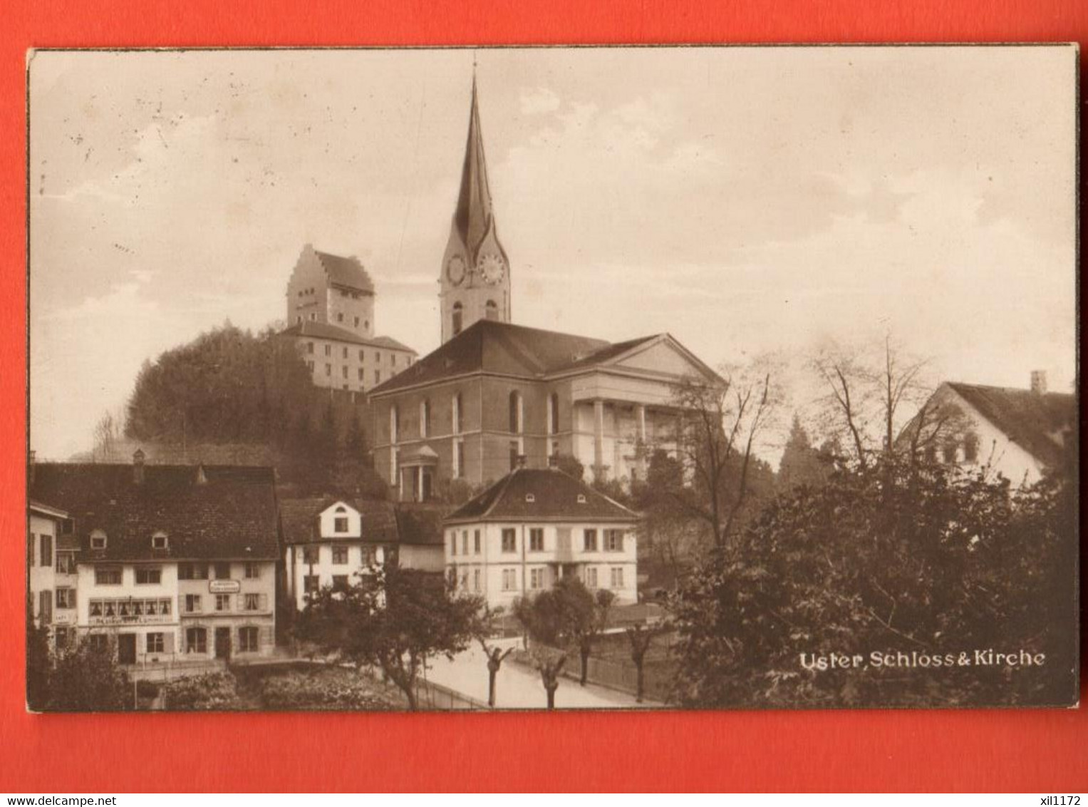 ZBO-31  Uster Schloss U. Kirche. Gelaufen 1929  Guggenehim  Sepia - Uster