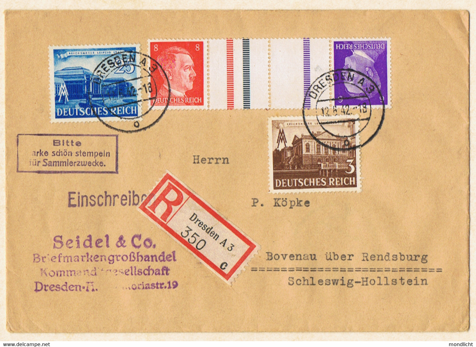 Deutsches Reich, Einschreiben, 1942. (Zusammendruck). - Otros & Sin Clasificación