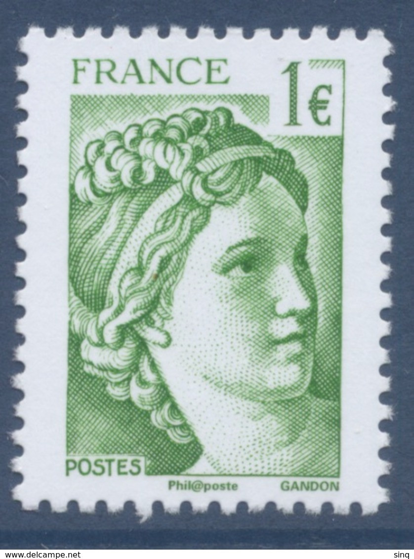 N° 5180 Sabine Verte Issue Du Bloc 40 Ans De La Sabine De Gandon Faciale 1 Euro - Unused Stamps