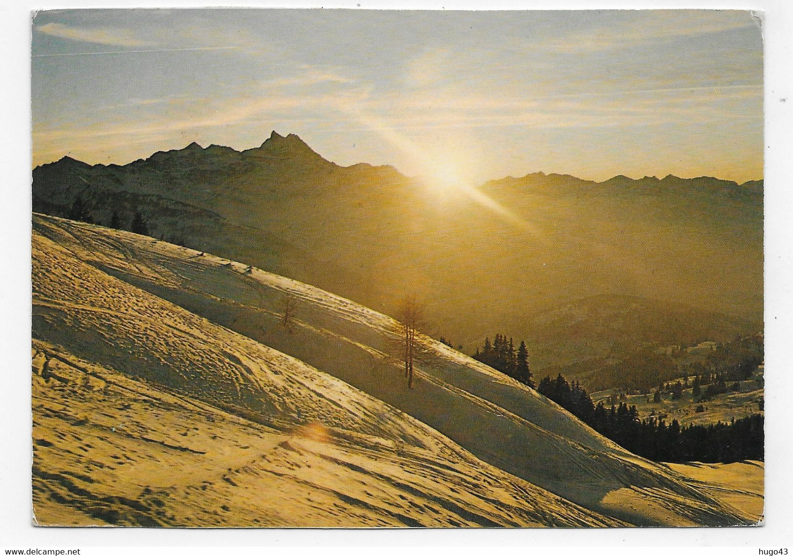 (RECTO / VERSO) ALPES VAUDOISES - DENTS DU MIDI VUES DE L' ALPE DES CHAUX - BEAUX TIMBRES DES U.S.A. - CPSM GF - La Chaux