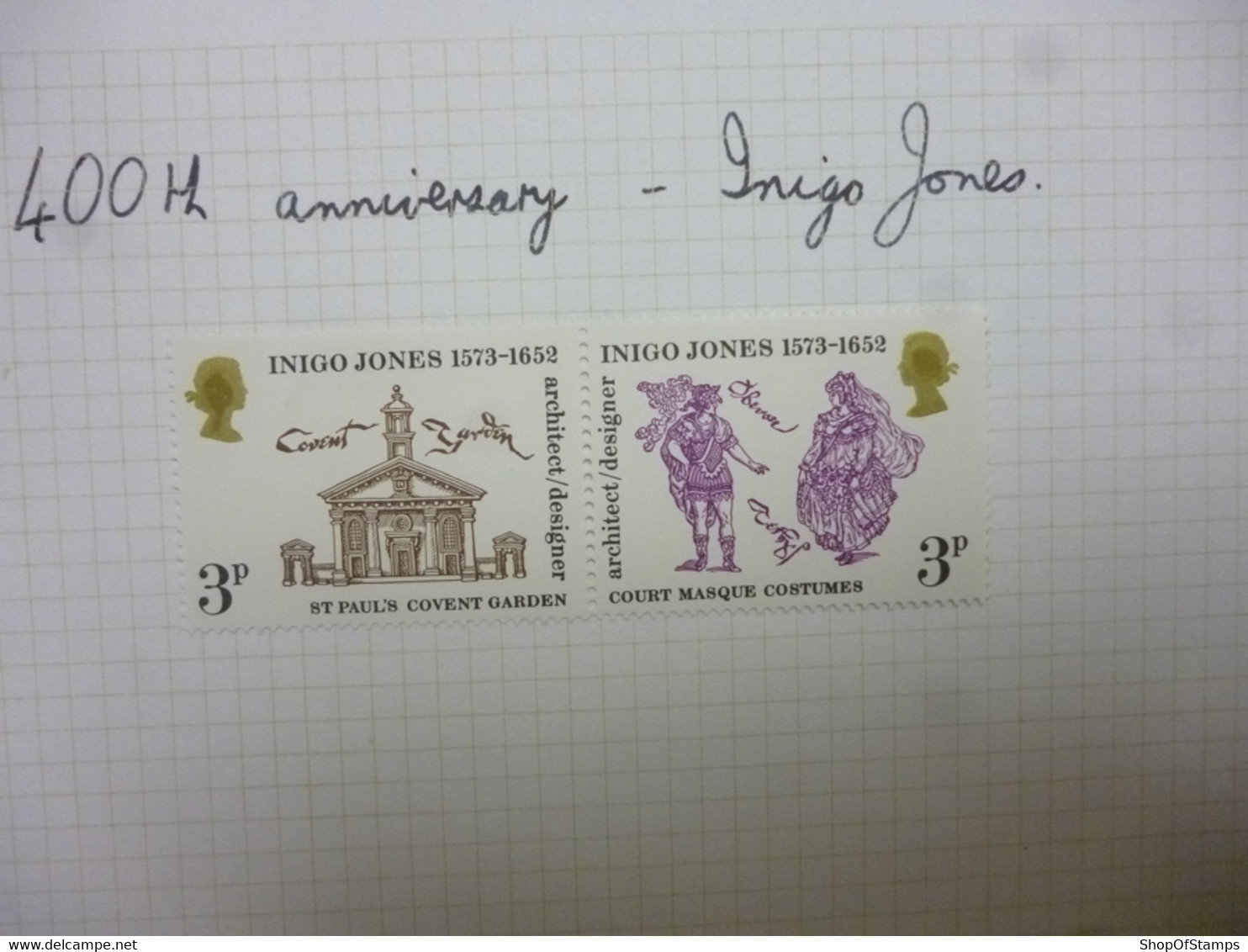 GREAT BRITAIN SG 935 BIRTH OF INOGO JONES 400 ANNIVERSARY (1973)   STAMPS MINT SET ERROR GOLD COLOUR SHRUNK IN HEAD AS W - Variétés, Erreurs & Curiosités