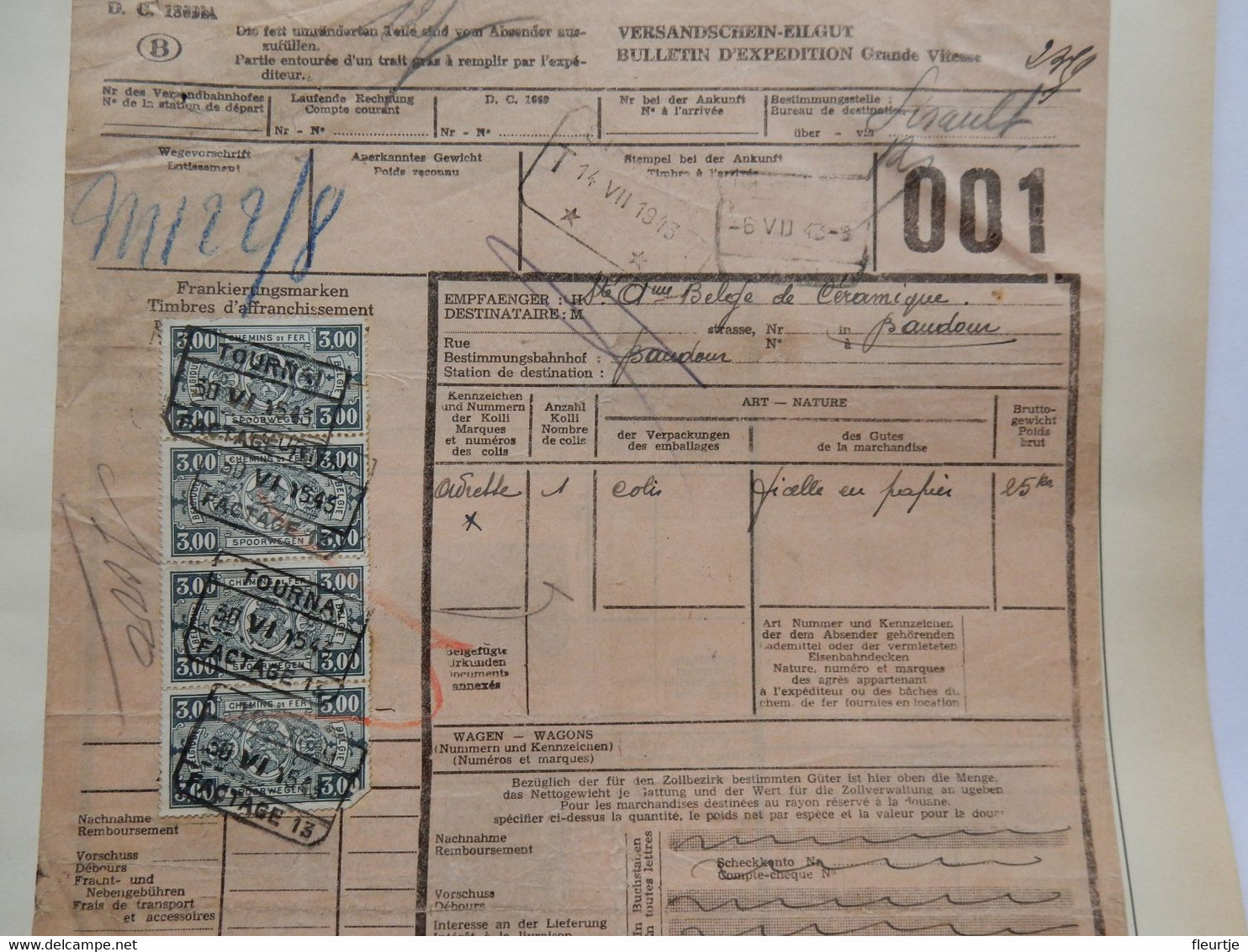 TR Zegels Op Expeditie Bulletin Anno 1943  Onderweg V10 Tem 14/7/43 - Documents & Fragments