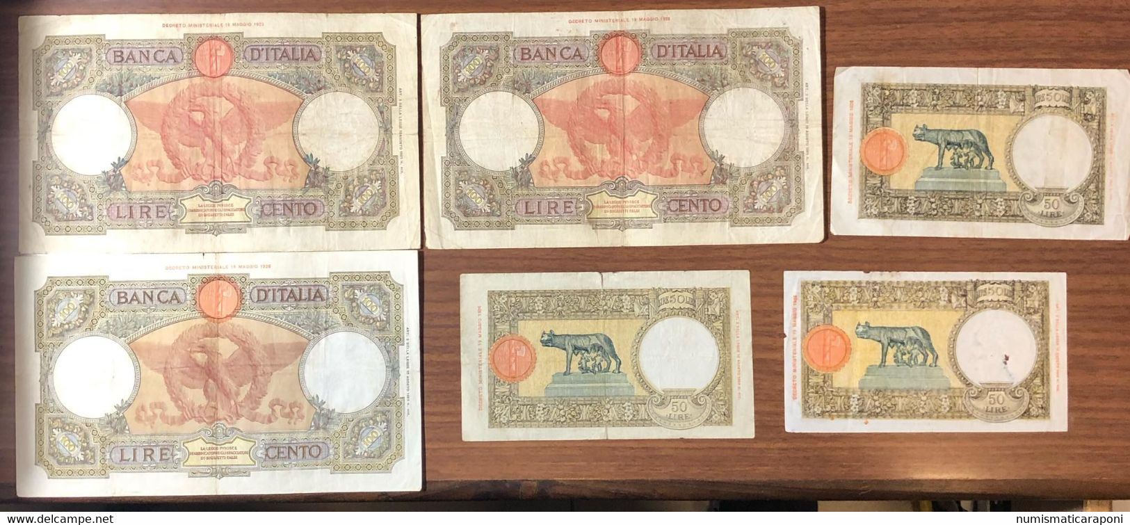 100 Lire Roma Guerriera Roma Fascio 1935 1936 1938 + 50 Lire Lupa Capitolina 1937 1940 1942  LOTTO 2971 - 100 Lire