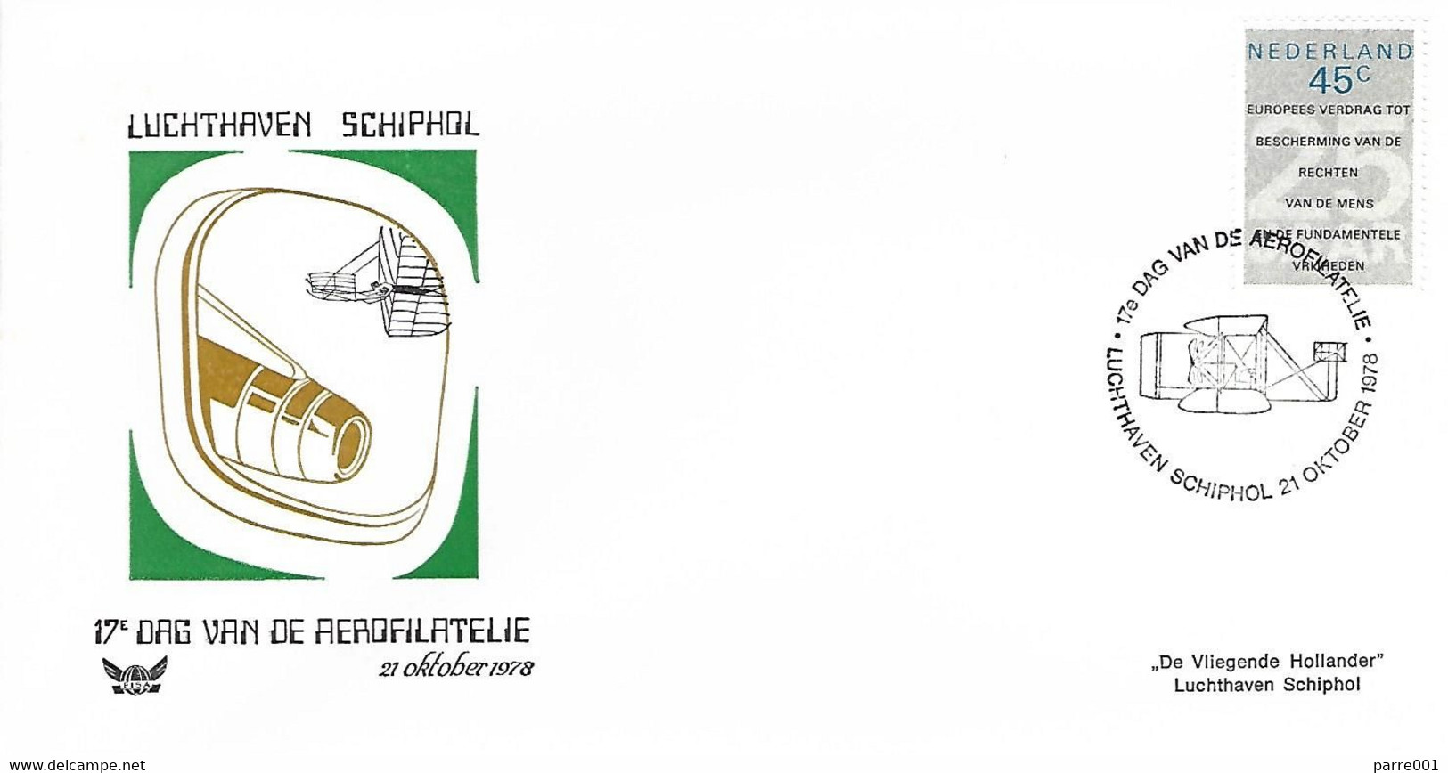 Netherlands 1978 Schiphol European Treaty Human Rights Airplane Cover - Comunità Europea