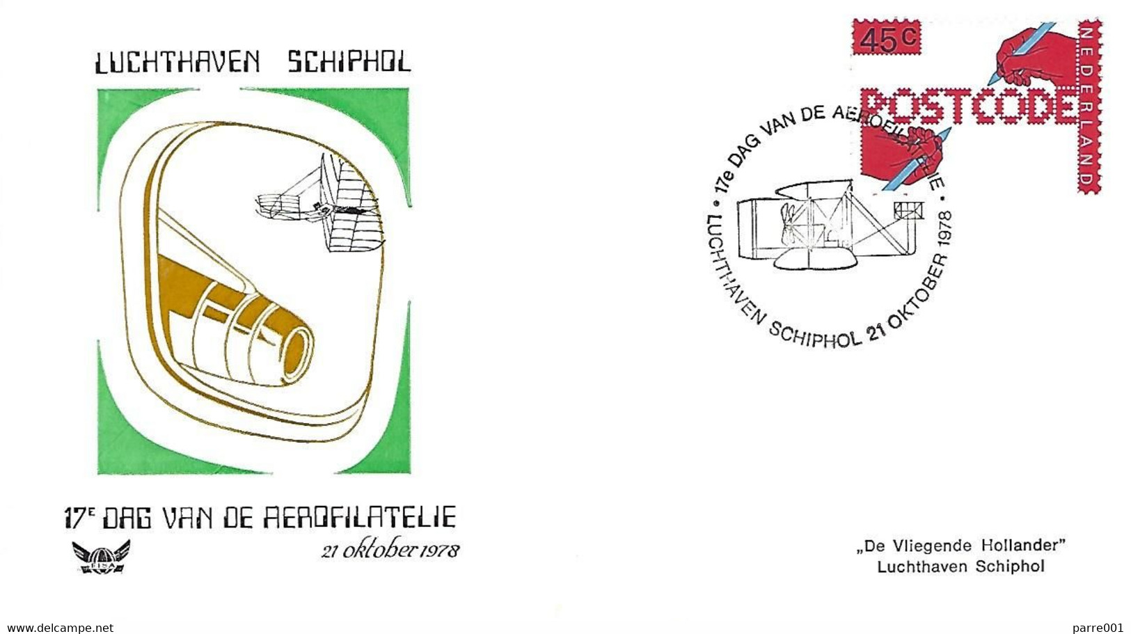 Netherlands 1978 Schiphol Postal Code Airplane Cover - Poste Aérienne