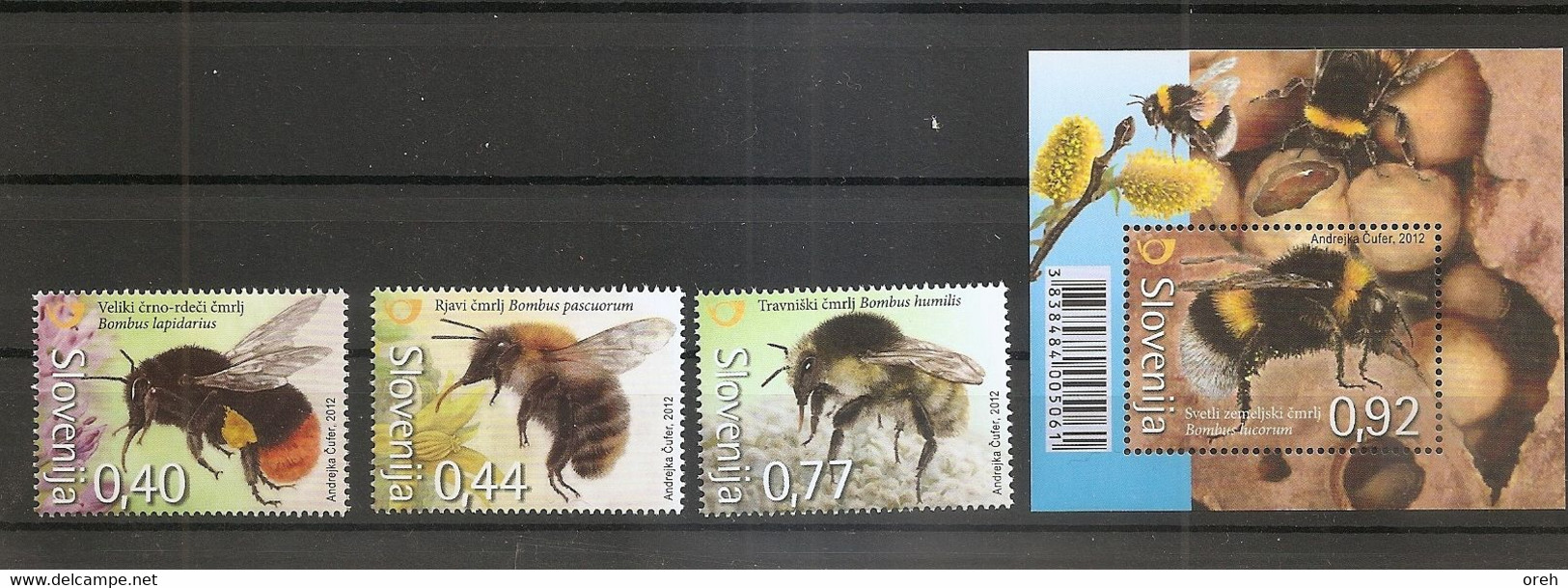 SLOVENIA ,2012,FAUNA,INSECTS,BOMBUS,MI NO 966-8,BLOCK 65,,MNH - Slovenia