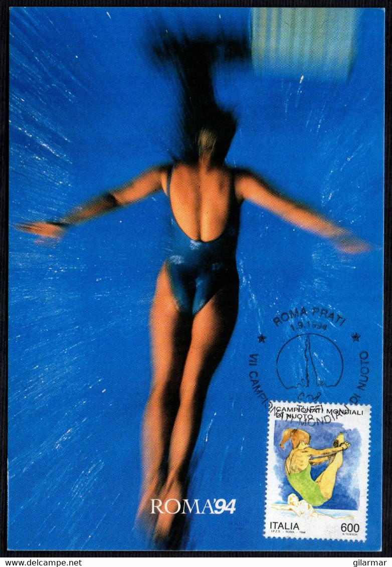 ITALIA ROMA 1994 - VII WORLD SWIMMING CHAMPIONSHIPS - ROMA '94 - TUFFI / DIVING - CARTOLINA UFFICIALE - High Diving