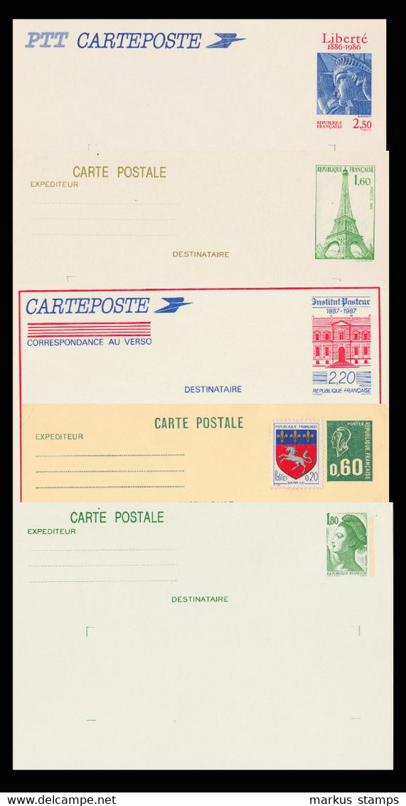 France - Lot De 5 Entiers Postaux Modernes, Postal Stationeries, Ganzsachen - Lots Et Collections : Entiers Et PAP