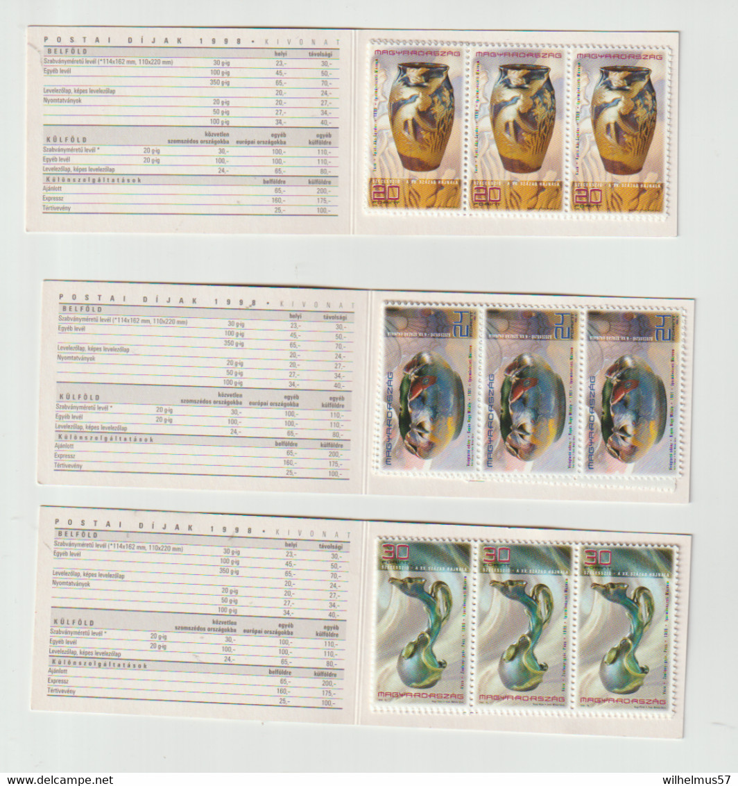 (W045)    Hungary 1998. Art Nouveau Special Complete 3 Diff. Booklets With 10-10-10 Stamps  MNH - Postzegelboekjes