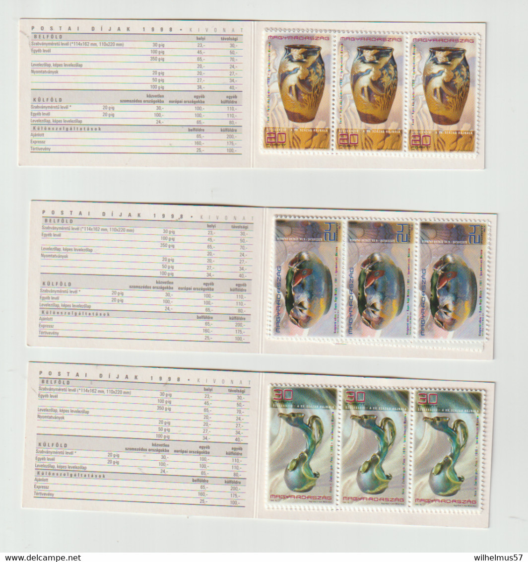 (W045)    Hungary 1998. Art Nouveau Special Complete 3 Diff. Booklets With 10-10-10 Stamps  MNH - Markenheftchen