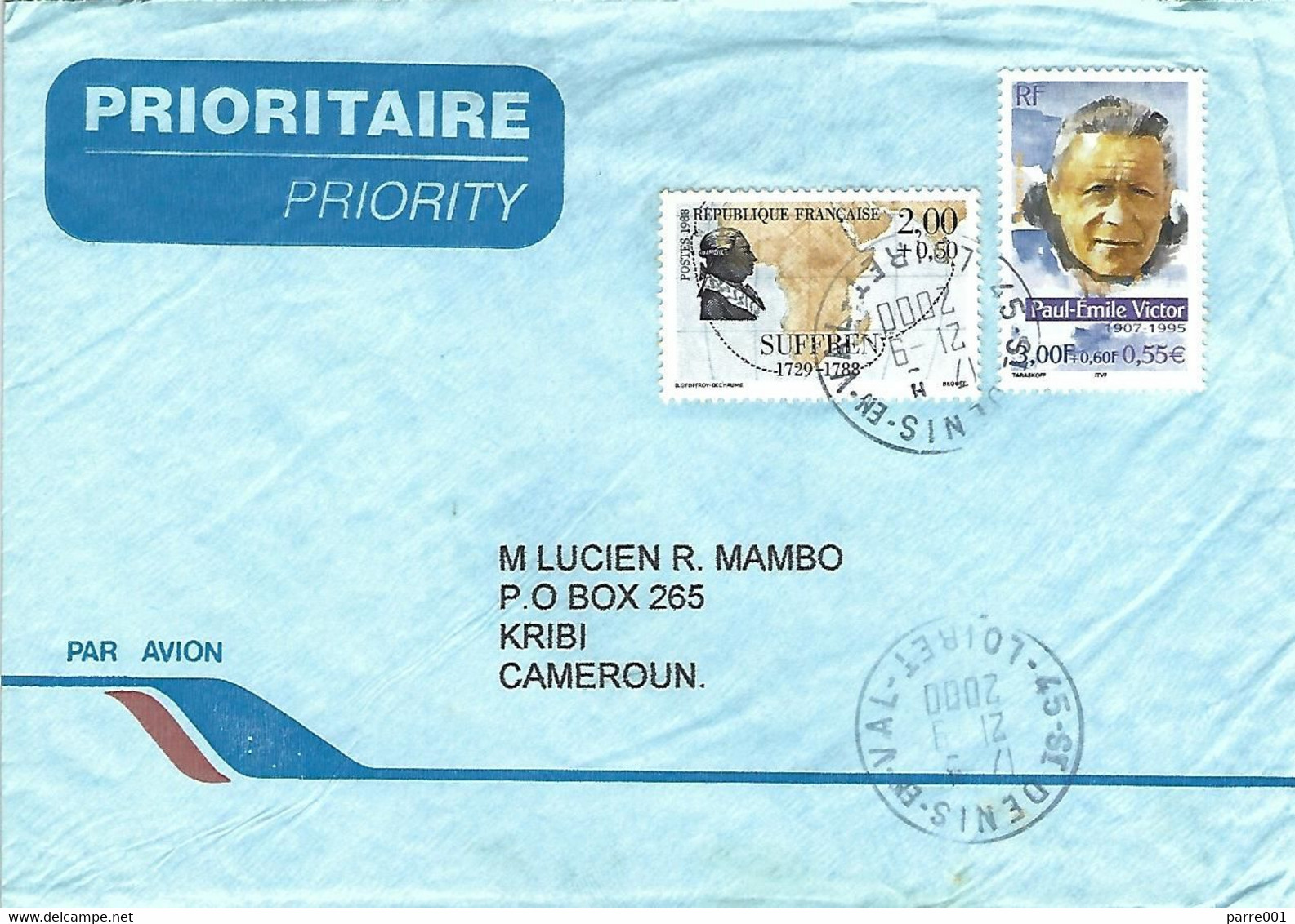 France 2000 St Denis Polar Explorer Paul-Émile Victor Suffren Cover - Poolreizigers & Beroemdheden