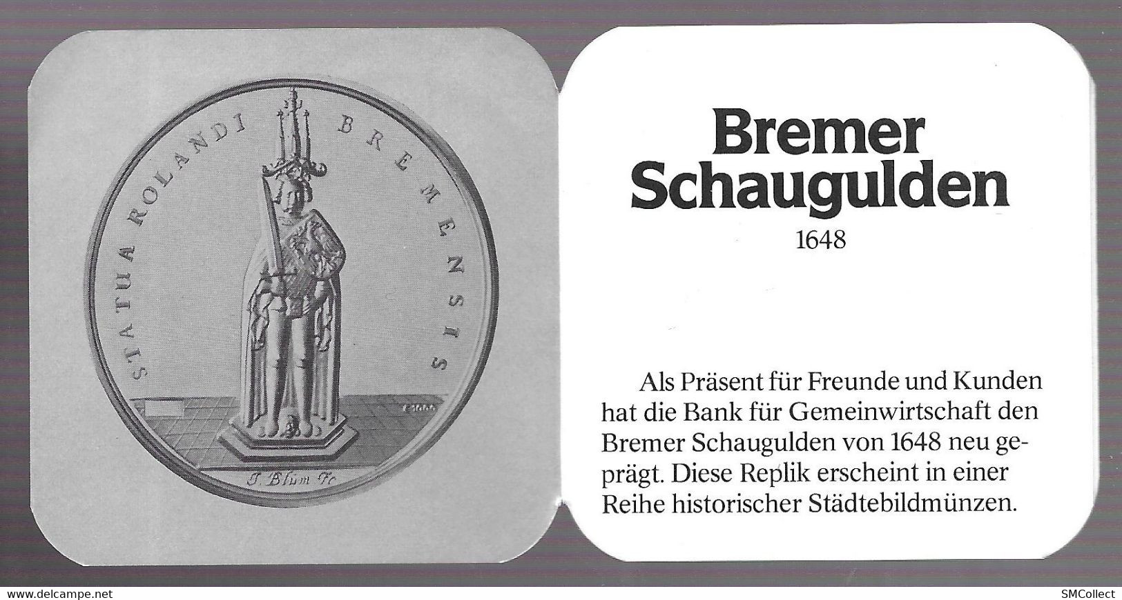 Bremer Schaugulden 1648 Proof. Réplique En Argent 835/1000e, 14.3 Grammes, Dans Son écrin, Avec Notice Explicative - Andere & Zonder Classificatie