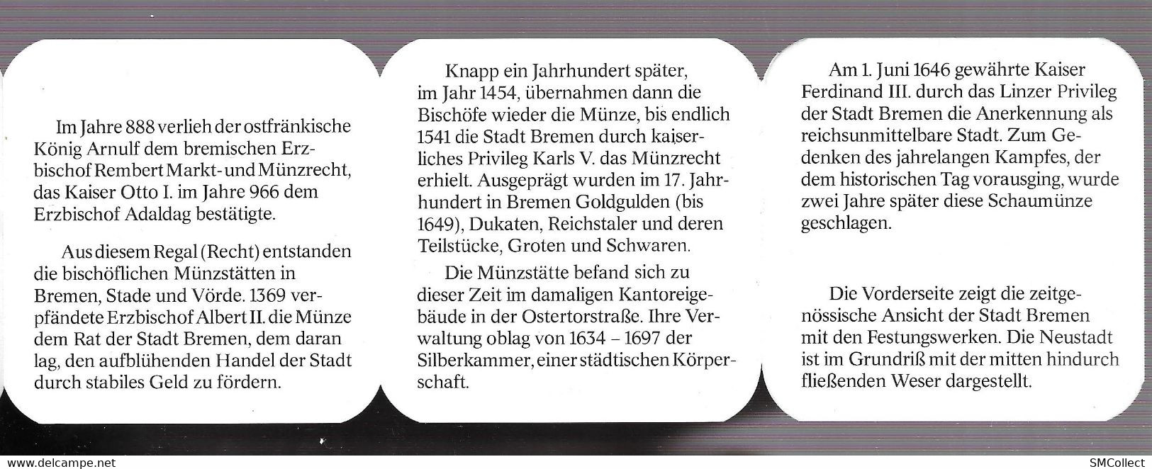 Bremer Schaugulden 1648 Proof. Réplique En Argent 835/1000e, 14.3 Grammes, Dans Son écrin, Avec Notice Explicative - Other & Unclassified