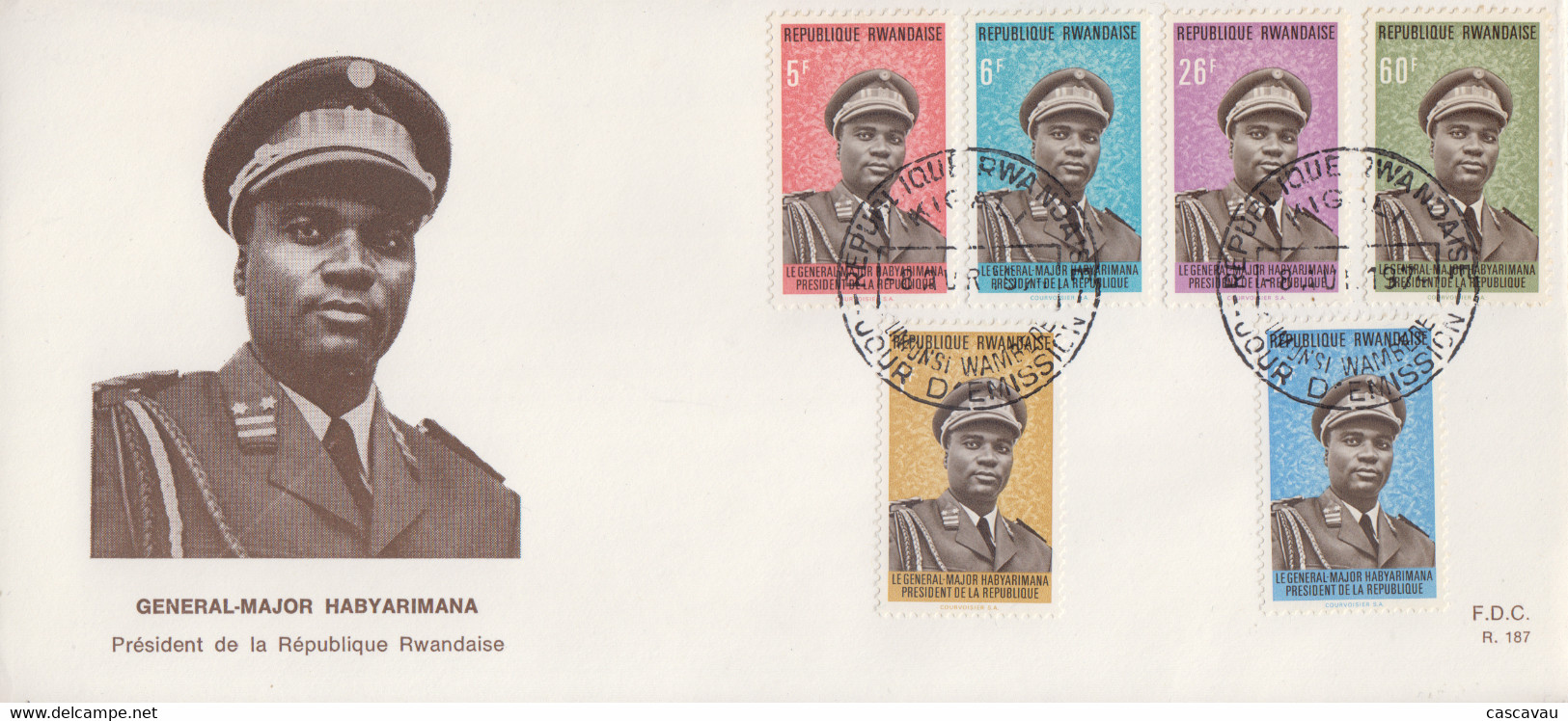 Enveloppe  FDC   1er  Jour   RWANDA   Président   Général - Major   HABYARIMANA   1970 - 1970-1979