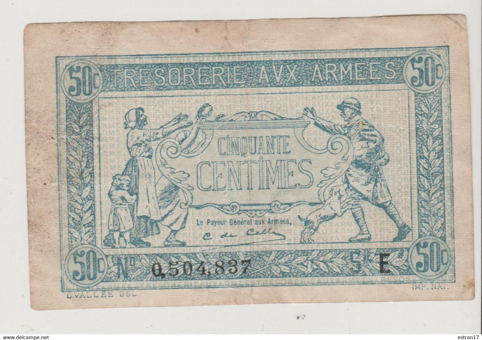 1 BILLET TRESORRERIE AUX ARMEES 50C - Lots & Kiloware - Banknotes