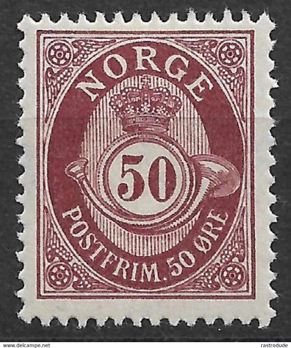 1877 NORWAY NORWEGEN - 50ø  Mi. 30 - UNUSED MH - Cat €40 - Unused Stamps