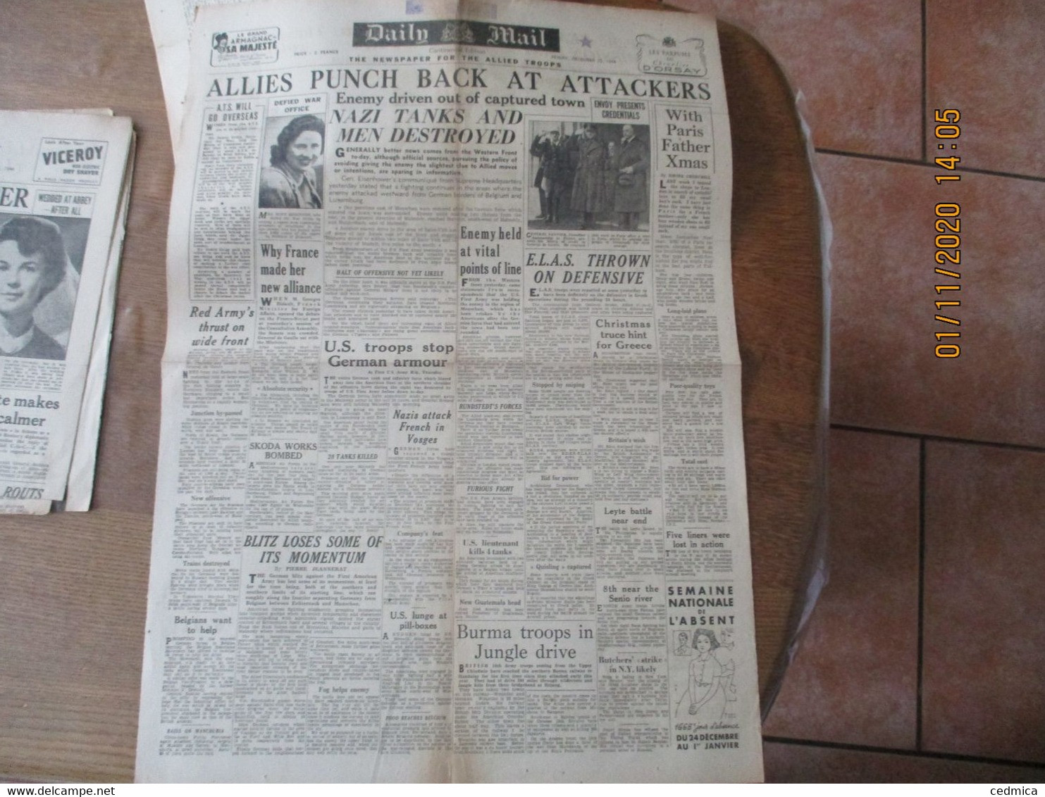 DAILY MAIL FRIDAY DECEMBER 22.1944 THE NEWSPAPER FOR THE ALLIED TROOPS - Guerre 1939-45