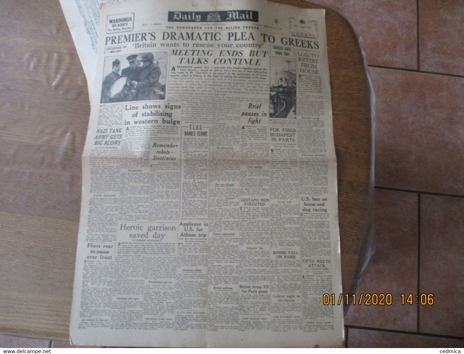 DAILY MAIL THURSDAY DECEMBER 28.1944 THE NEWSPAPER FOR THE ALLIED TROOPS - Oorlog 1939-45