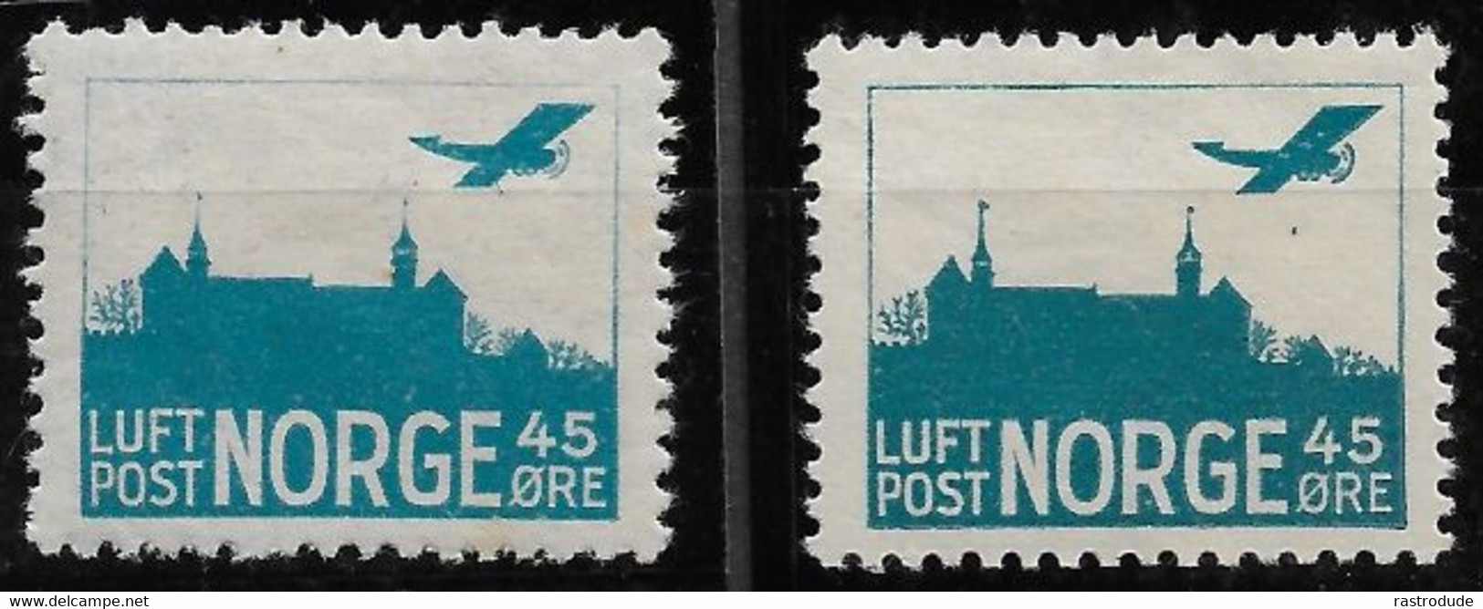 1927 NORWAY NORWEGEN - 45 ø(2) Mi. 136 I,II - MNH - Cat €150 - Erste (1927+34) Erste U. Zweite Auflage (1927+1934) - Neufs