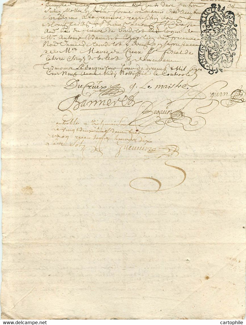 Acte De 1709 - Transaction Entre Seigneur De Bellot, Abbé Prieur De Verdelot, Et Francois Beguin De Verdelot - Manuscrits