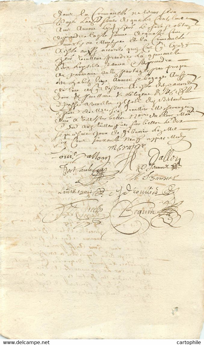 Acte De 1669- Douaire Entre époux - Louis Dallon De Verdelot Et Marguerite Brayet - Manuscripts