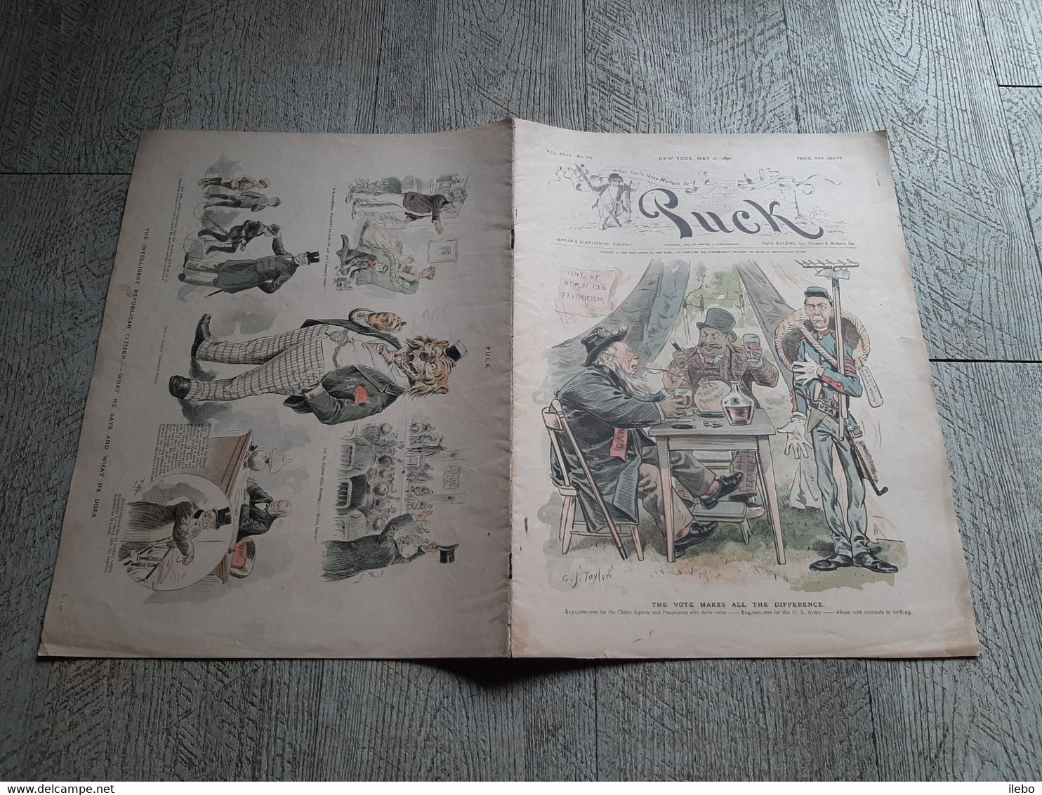 Puck New York May 1890 The Vote Makes All The Difference Caricature Journal Satirique Political Satire Taylor Republican - Geschiedenis