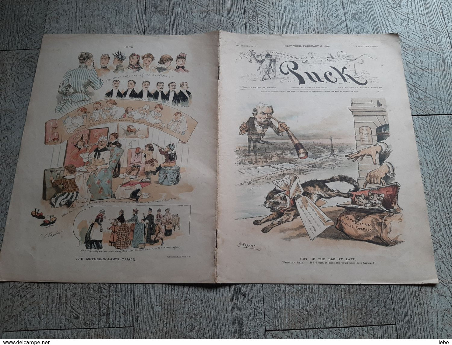 Puck New York 1890 Republican Political Secrets Caricature Journal Satirique Political Satire Keppler - Storia