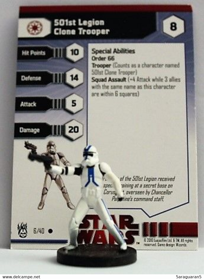 Star Wars Miniatures - The Dark Times - 6 - 501st Legion Clone Trooper - COMMUNE - Autres & Non Classés