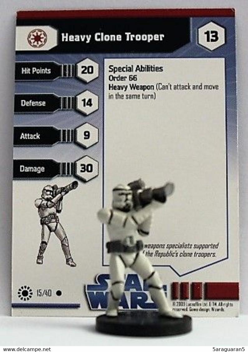 Star Wars Miniatures - Jedi Academy - 15 - Heavy Clone Trooper - COMMUNE - Autres & Non Classés