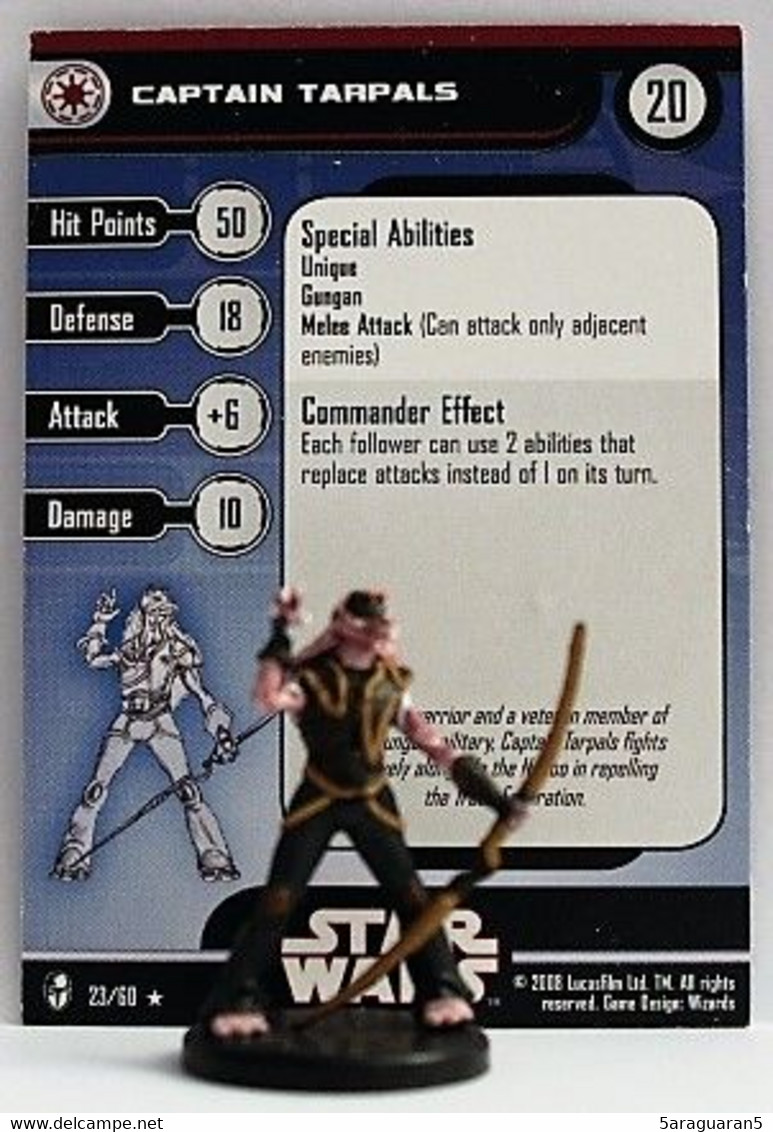 Star Wars Miniatures - Knights Of The Old Republic - 23 - Captain Tarpals - RARE - Autres & Non Classés