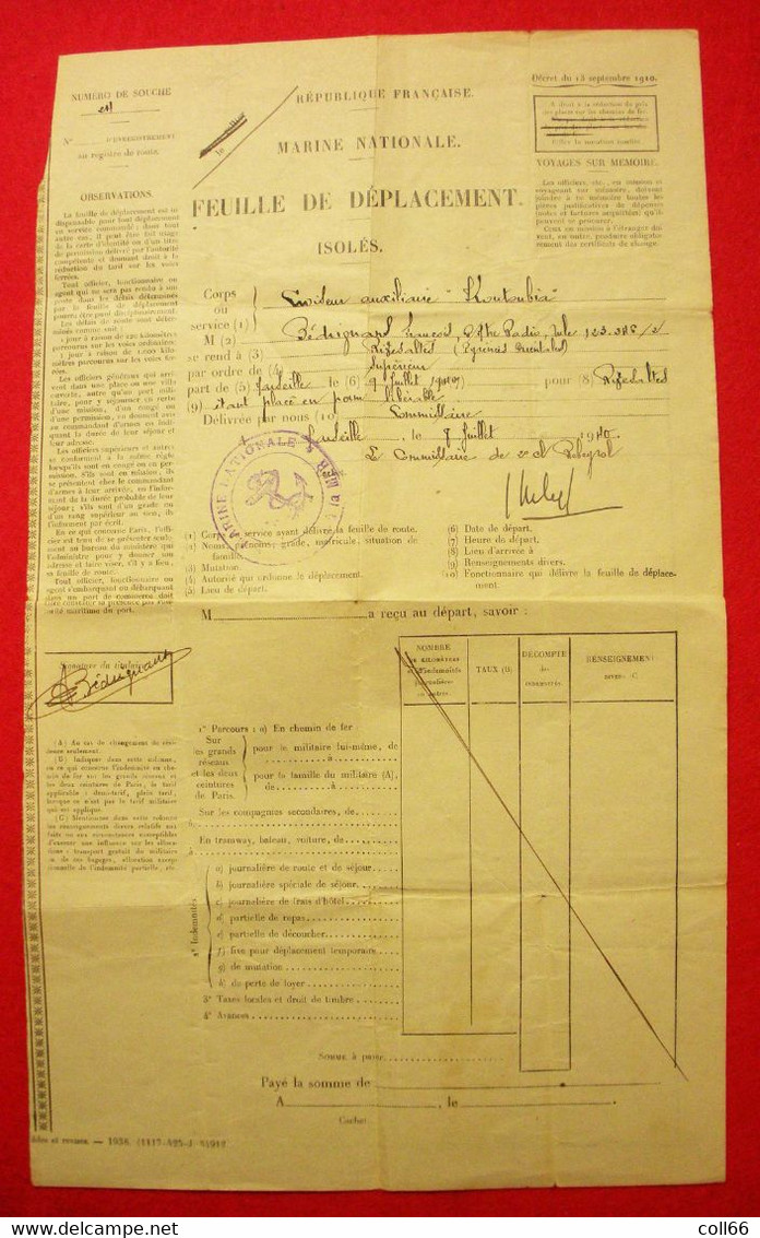 1922-1940 Marine Nationale Lot documents François Bedrignans Catalan Rivesaltes 66 Certificats Permes cahiers Solde AFN