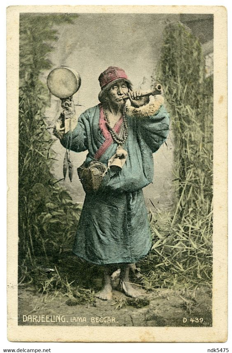 INDIA : DARJEELING - LAMA BEGGAR / ADDRESS - BOMBAY, MALABAR HILL, WALKESHAWAR ROAD, GOVERNOR'S BAND - Inde