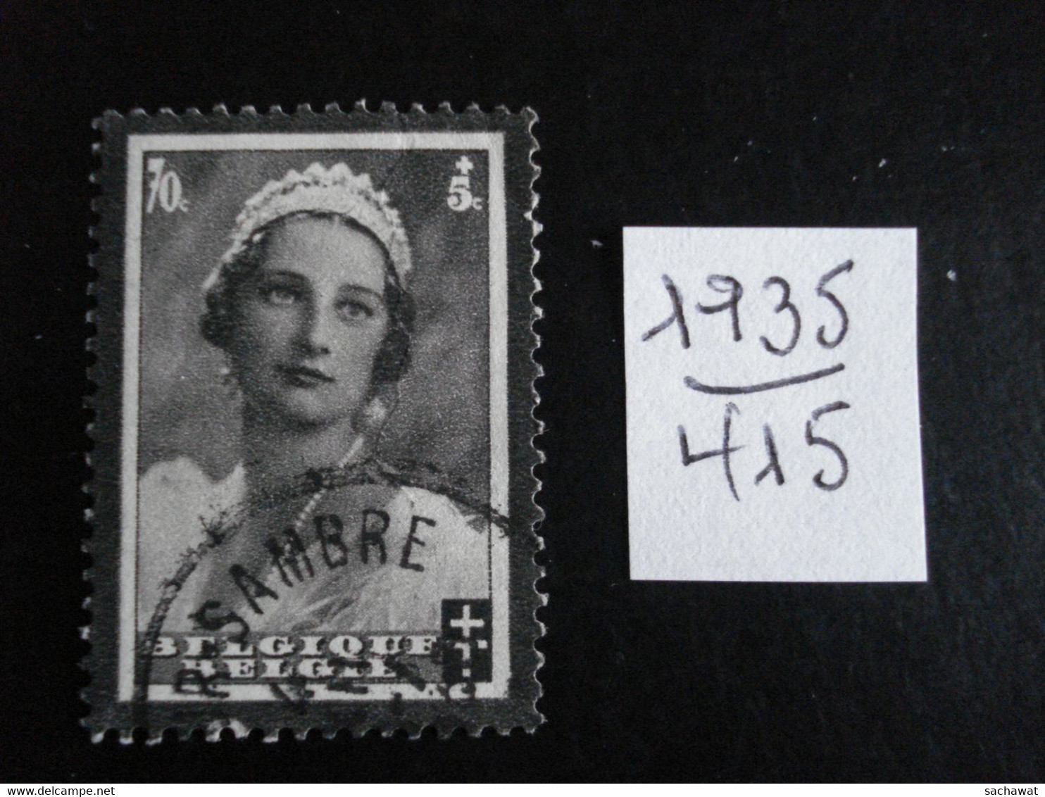Belgique 1935 - 70c + 5c Mort De La Reine Astrid - Y.T. 415 - Oblitérés - Used - 1934-1935 Léopold III