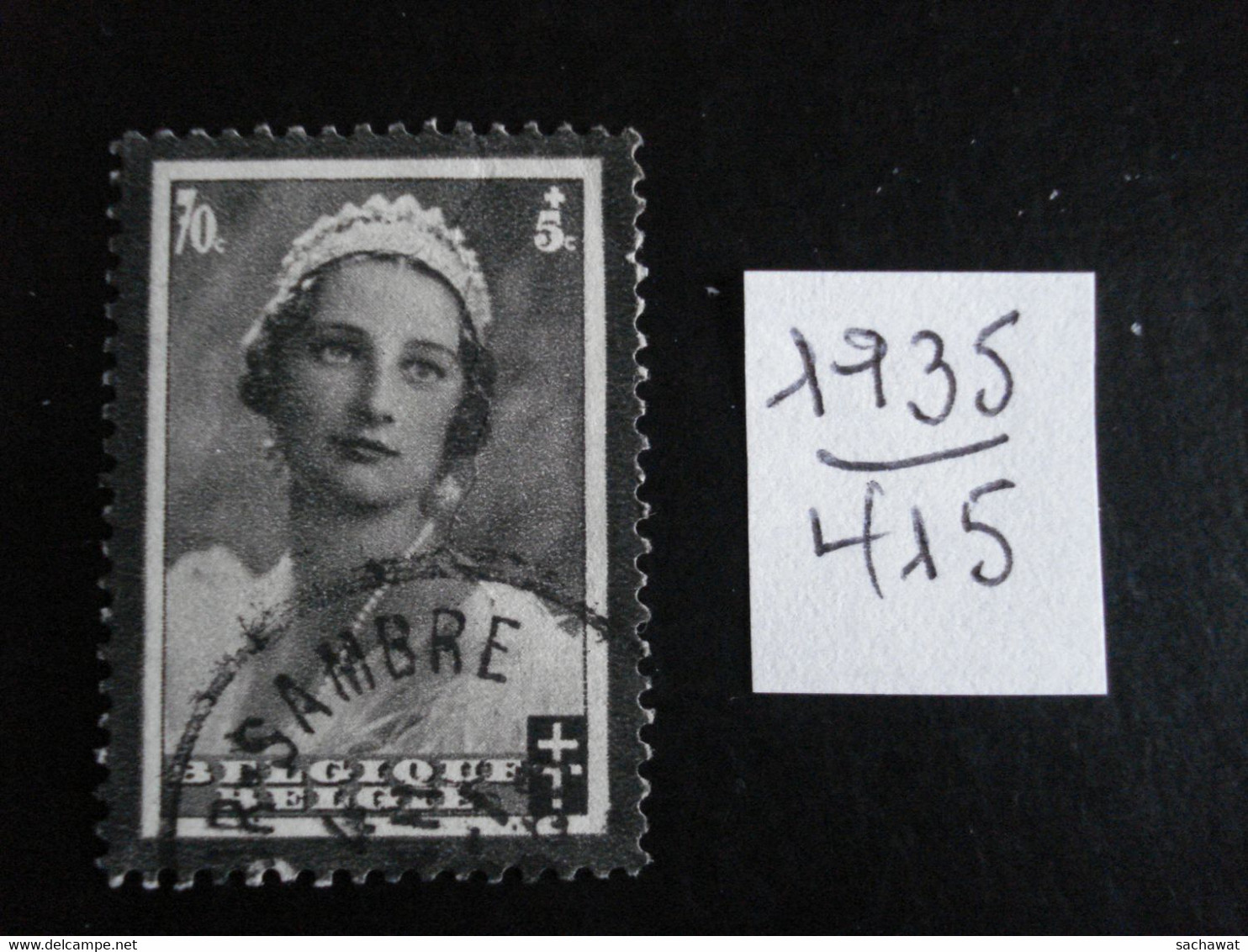 Belgique 1935 - 70c + 5c Mort De La Reine Astrid - Y.T. 415 - Oblitérés - Used - 1934-1935 Leopold III