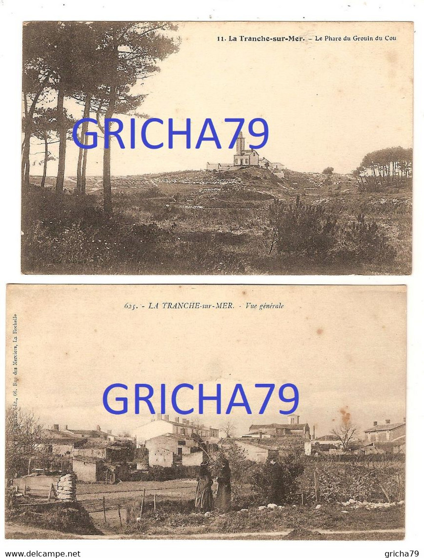 85 LA TRANCHE SUR MER LE PHARE DU GROUIN DU COU ET VUE GENERALE DE LA VILLE  2 CPA - La Tranche Sur Mer