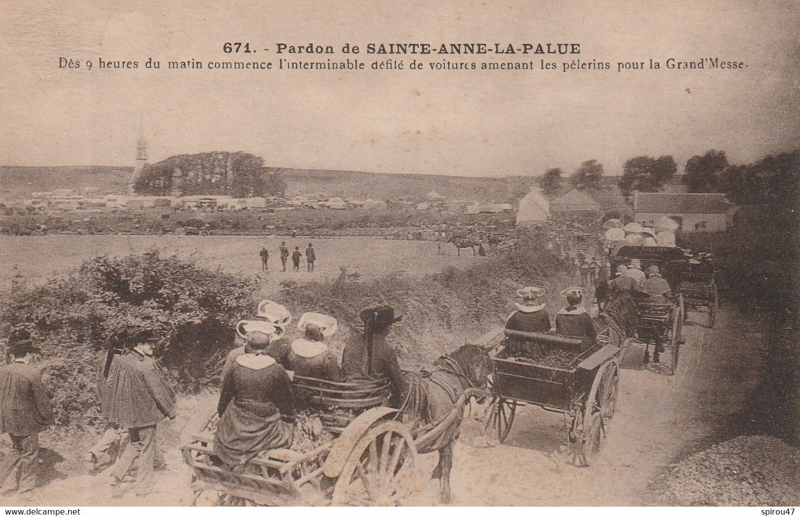 CPA PARDON DE SAINTE ANNE LA PALUE - DES 9 HEURES DU MATIN COMMENCE L'INTERMINABLE DEFILE DE VOITURES AMENANT LES PELERI - Andere & Zonder Classificatie